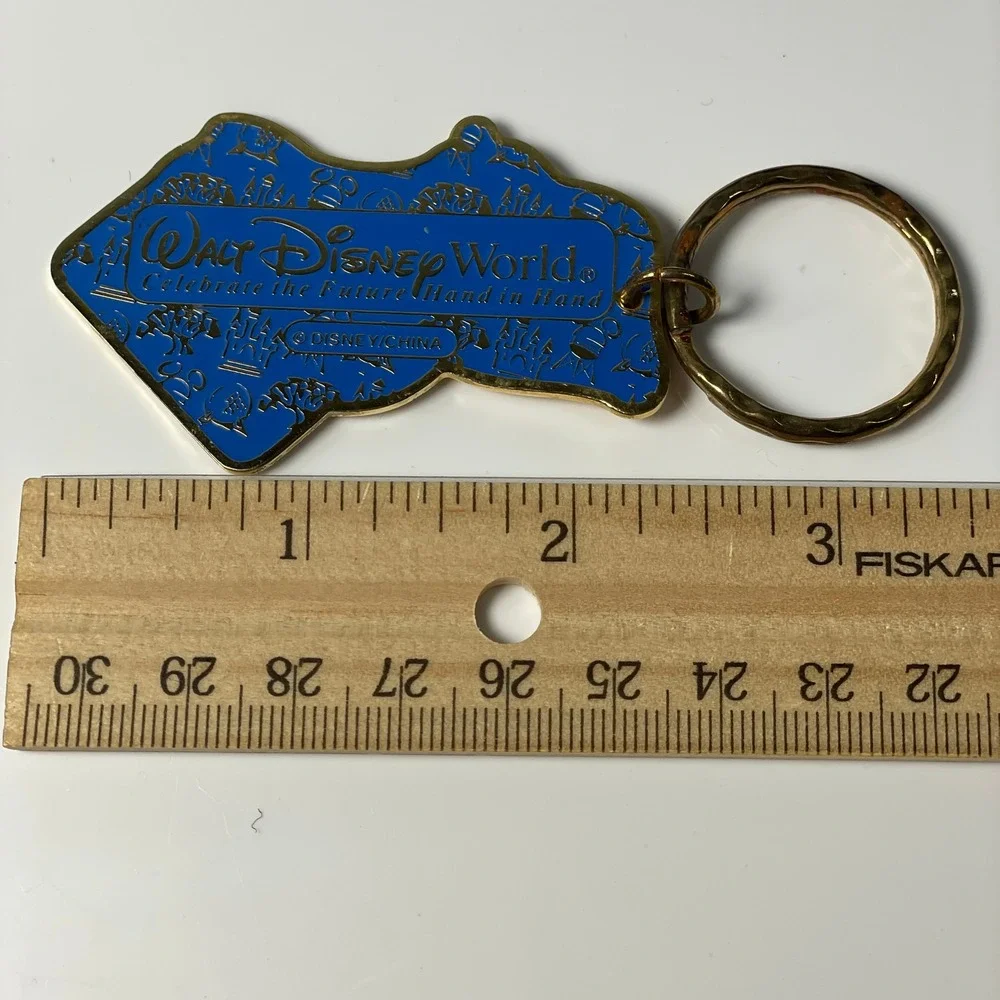 Disney World Keychain Vintage Megan Mickey Donald Goofy Celebrate Blue